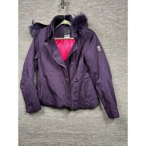 Spyder Jacket Womens Large Purple Ski Thinsulate Real Fur Hood Pockets F09 4022